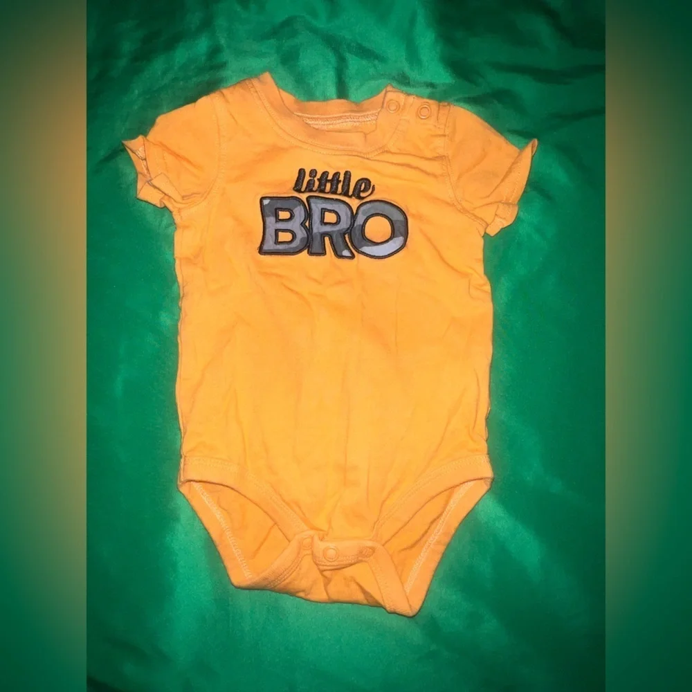 Jumping Beans Orange 'Little Bro' Bodysuit size 6 Months
